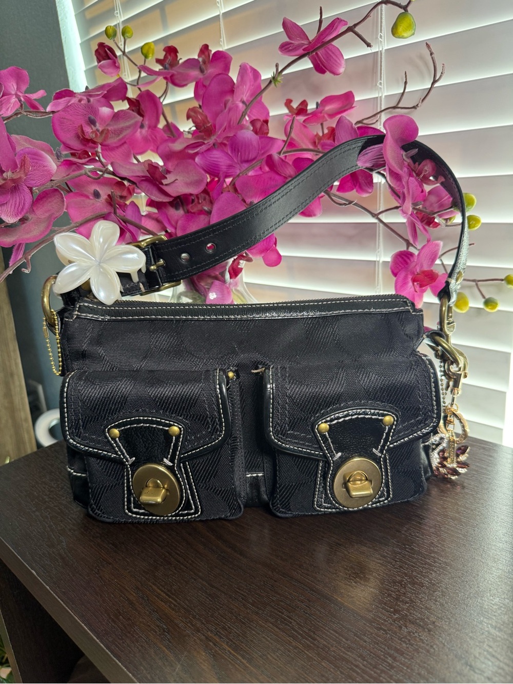 Coach Legacy 65th Anniversary Shoulder Bag Flower charm and wallet F13102